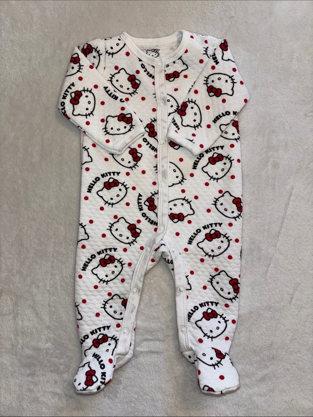 Hello Kitty White and Red Footed One-Piece Sleeper baby girl clothing 3 month